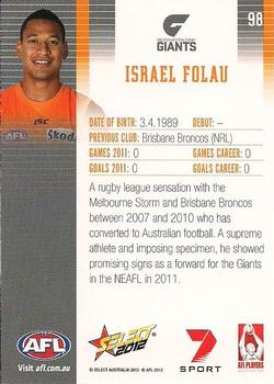 2012 Select AFL Champions #98 Israel Folau Back